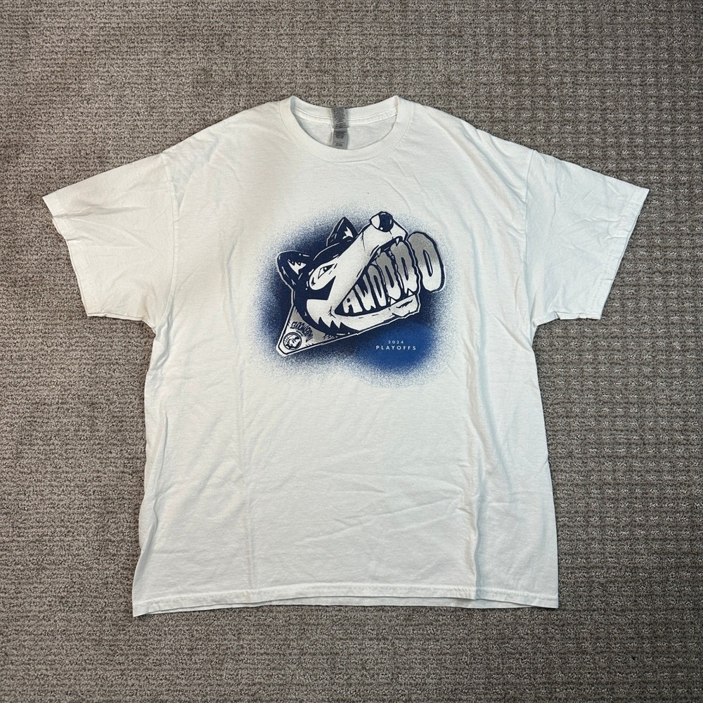 Gildan Minnesota Timberwolves 2024 Playoffs AWOOO Graphic T-Shirt Mens XL White